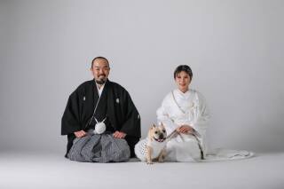 ワンちゃんと和装スタジオ撮影