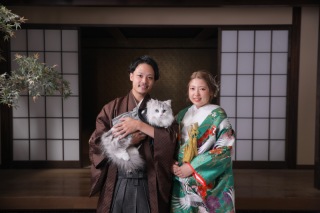 猫ちゃんと屋内庭園撮影