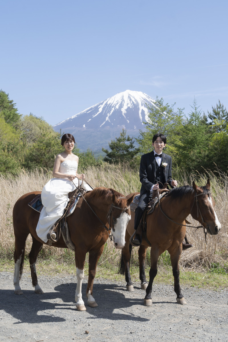 雪化粧の富士山と