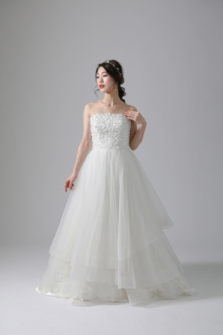 62964 胸元花リボンプリンセス　バックフリル