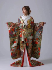 霞　花車　几帳　鶴　孔雀/グリーン