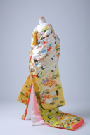 白から黄ぼかし・鶴・花・松