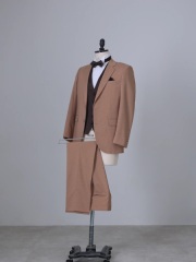 ノッチドラペルサテンベスト/キャメル