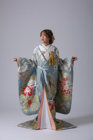 IU00678百花絵巻/ブルー