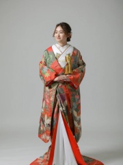 IU06501鶴　熨斗目　几帳　紅葉