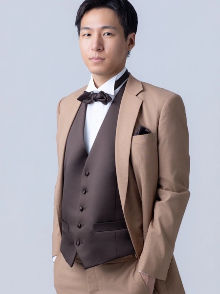 ノッチドラペルサテンベスト/キャメル