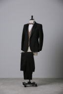 サテンノッチドラペルブラウンベスト/チャコール