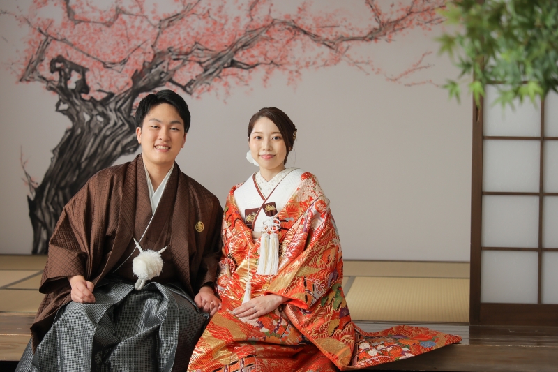 和装屋内庭園スタジオで撮影を