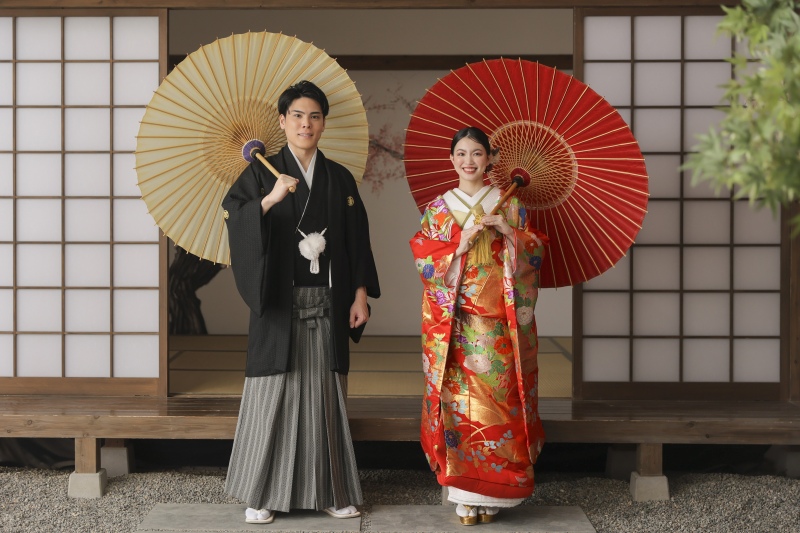 和傘も使って。