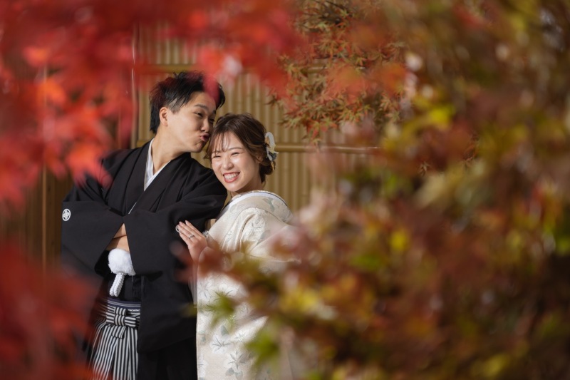 紅葉の背景で！