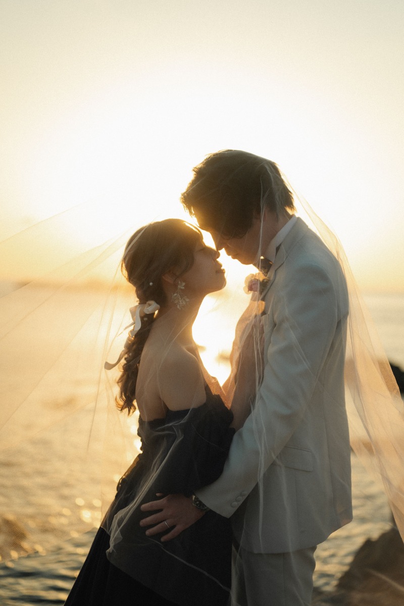 最後は夕日とベールで雰囲気UP