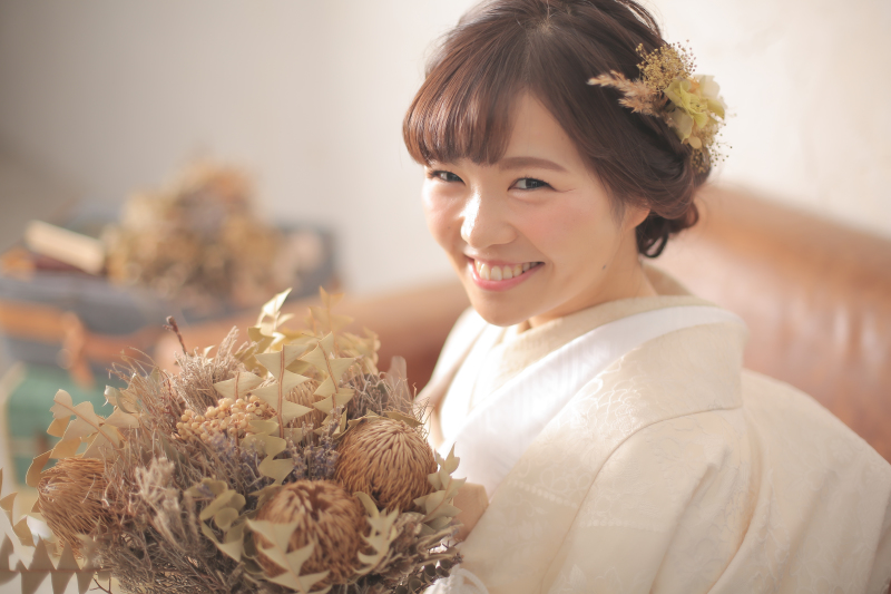 ドライフラワーでアンティークに