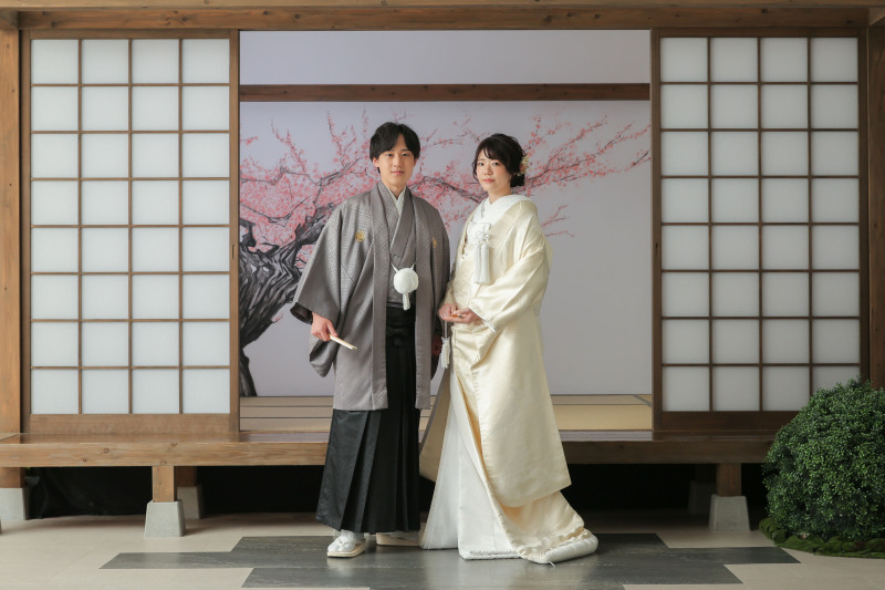 白無垢で屋内庭園撮影♪