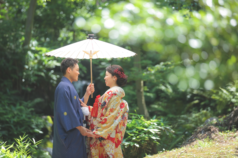 木漏れ日が輝く三渓園の森