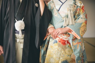 爽やかブルーの打掛コーデ　photo by Kaito saito