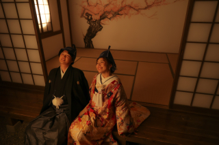 屋内庭園でサウナ気分も【和装スタジオ撮影】