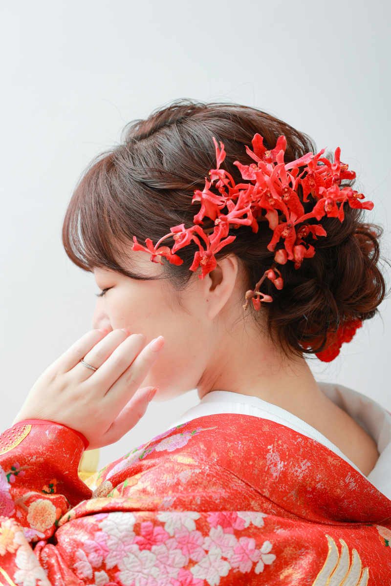 反対側はランのお花が乱れ咲き