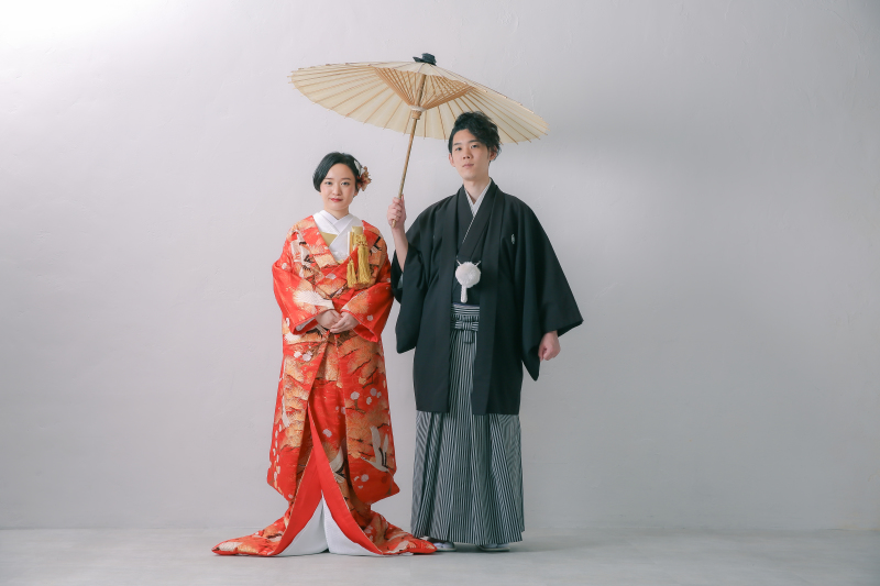 和傘で着物にアクセントを