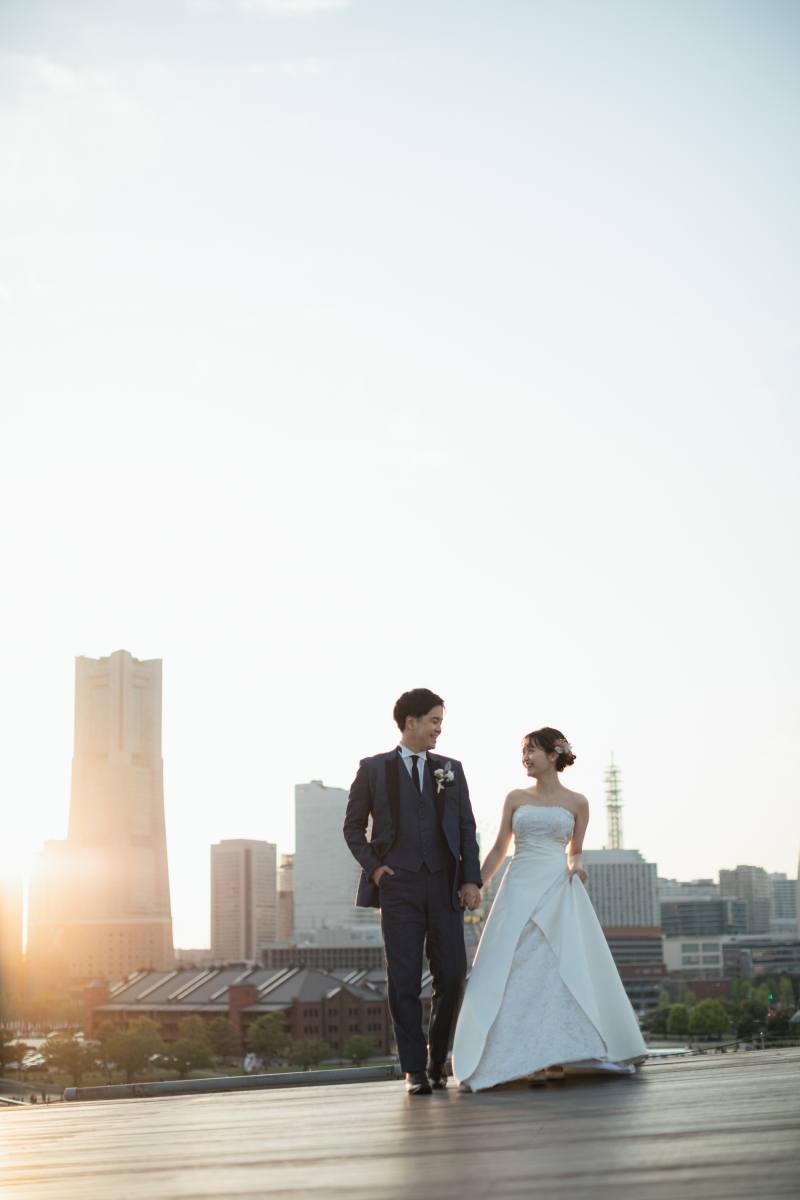 みなとみらいをバックに