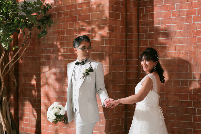 横浜らしくレンガで!