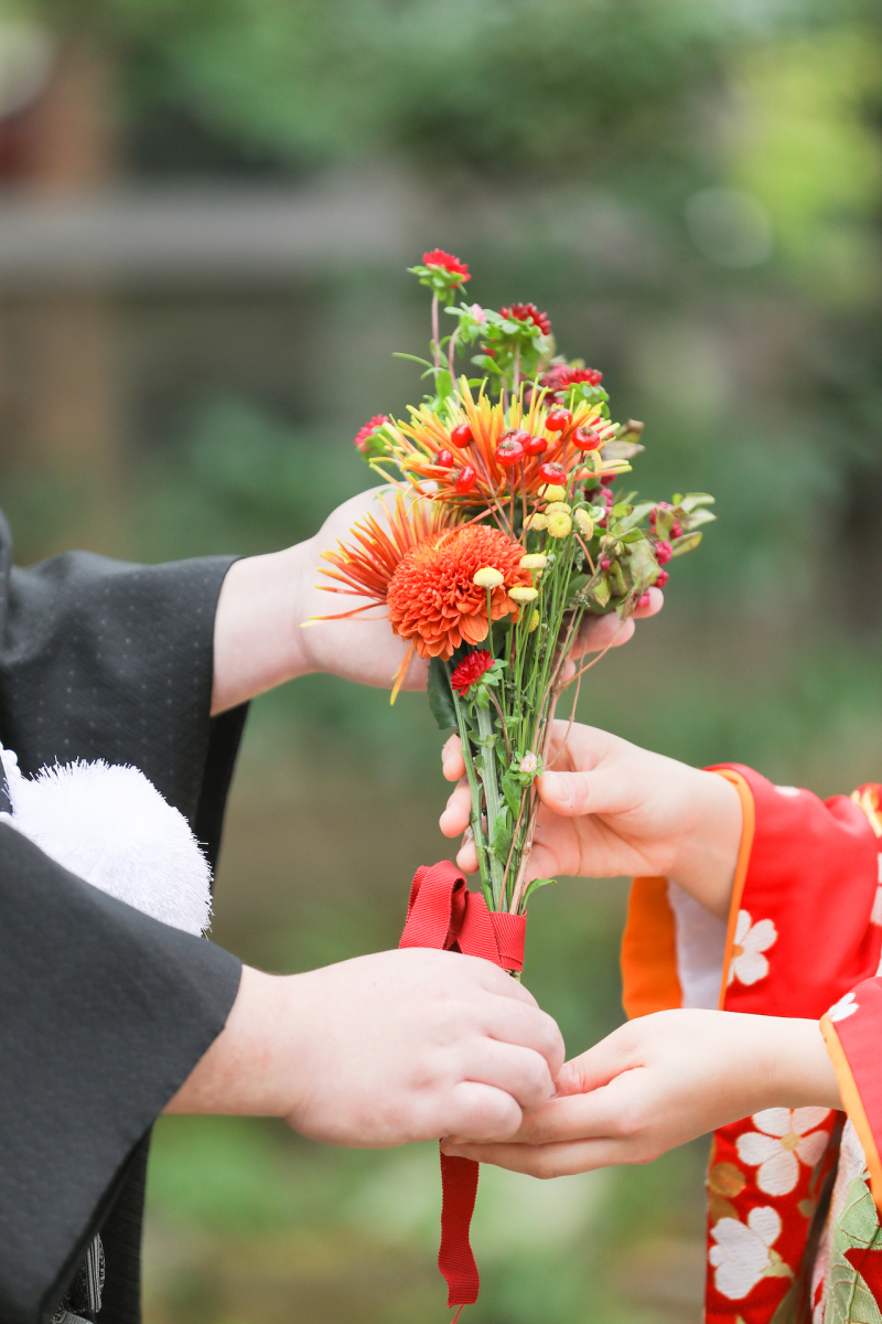 和装ならではのお花で♡