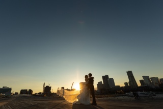 大さん橋にて,オシャレな夕景撮影。
