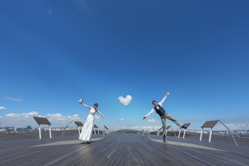 ハートの雲と青空 撮影日 19年8月5日 大桟橋 Studio Aqua 横浜みなとみらい店 Decollte Company 神奈川県でフォトウェディング探すならphotorait