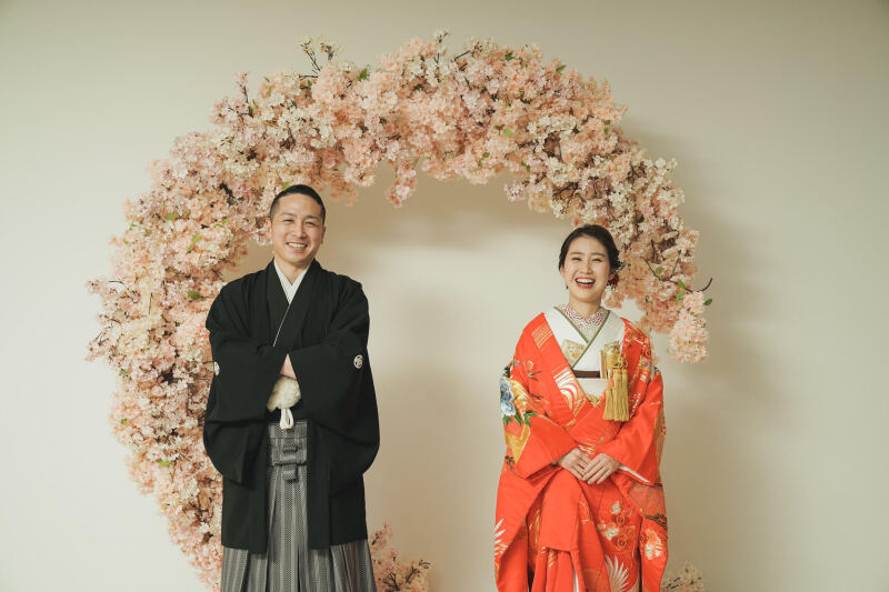 撮影終盤のリラックスしたお写真は桜のアーチで♪