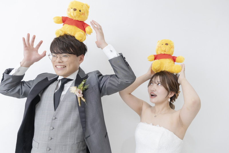 頭に乗せて動きのあるお写真も