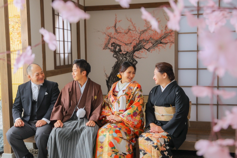 お花見気分で家族フォト