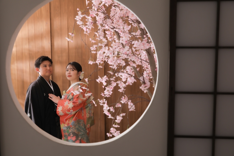 お二人で桜を見て