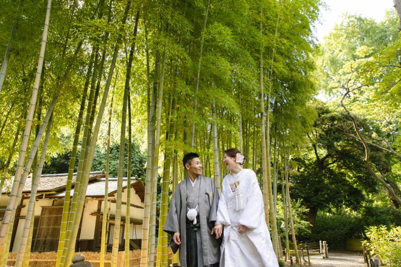 竹林背景での撮影