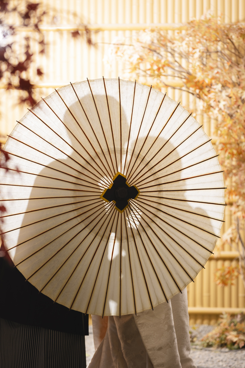 番傘に透ける、二人だけの距離感