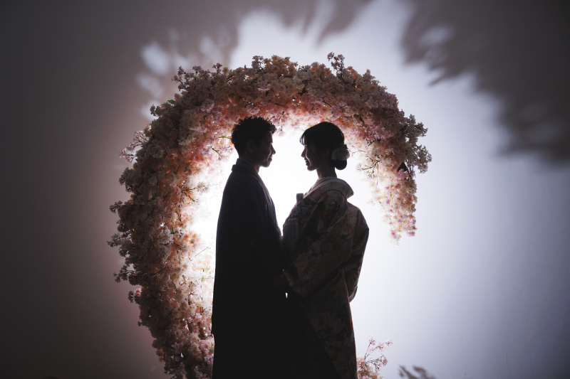 桜のアーチの前で♪