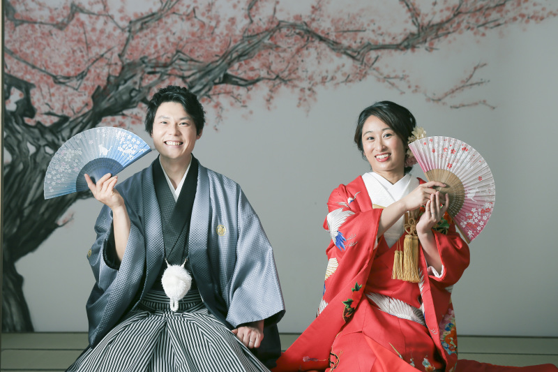 夫婦お揃いの扇子を持ち込んで✨