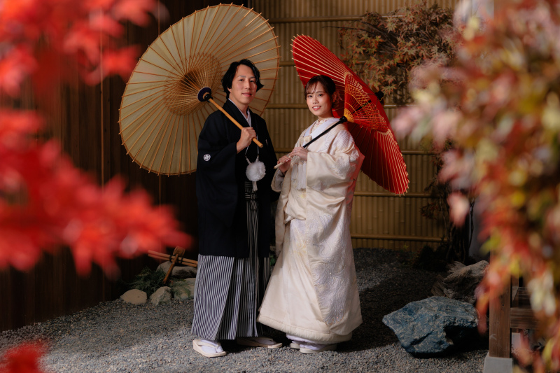 和傘×和装×紅葉