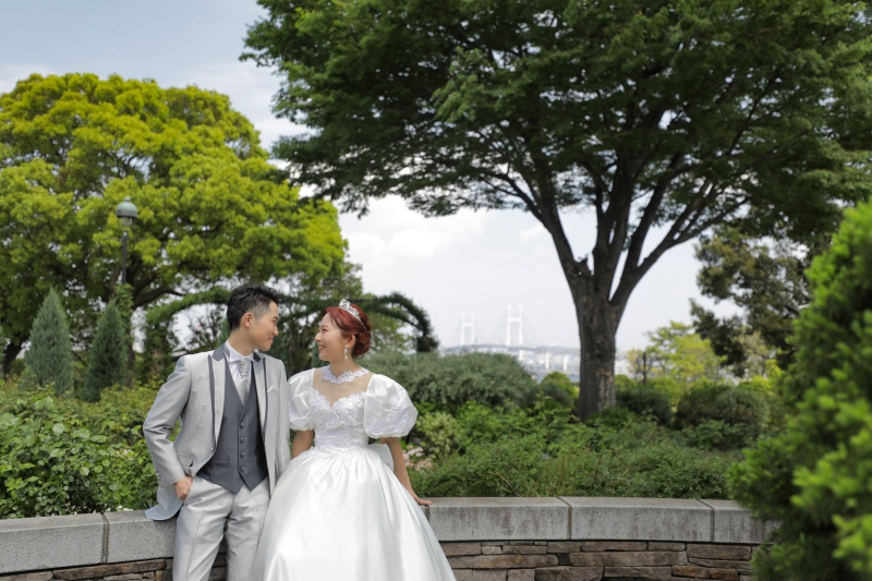 新緑のお庭の中で