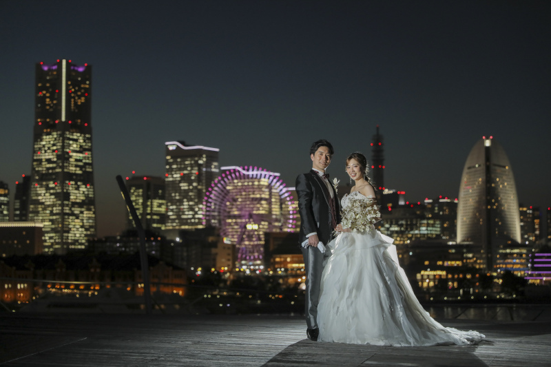 みなとみらいをバックに