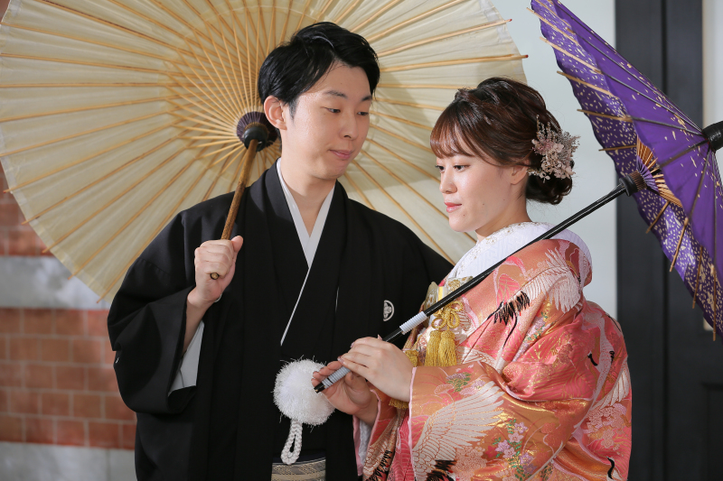 和傘を使って本格的に