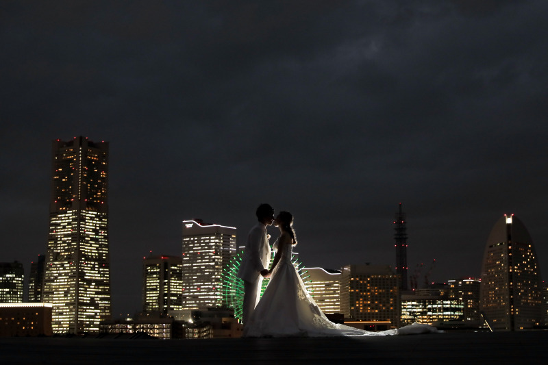 みなとみらいバックに