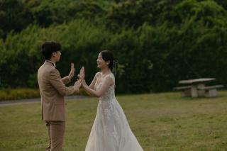 緑を映す、夕日と城ケ島