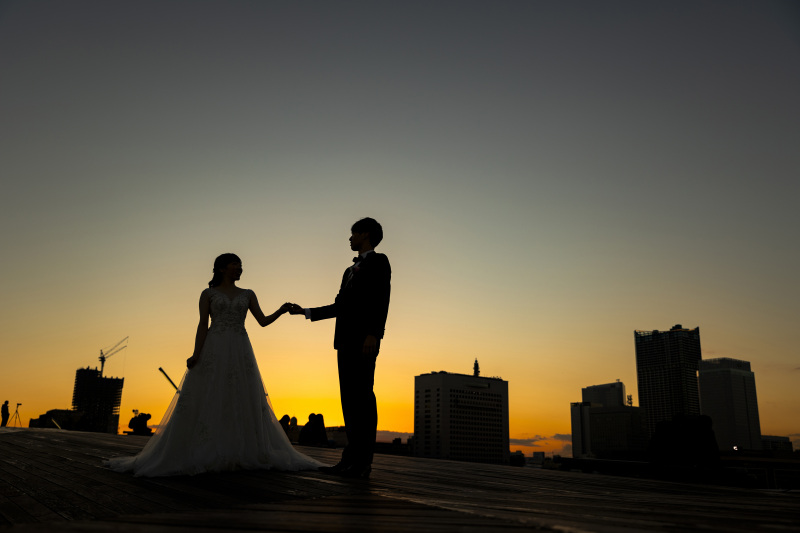 夕日でのシルエットも