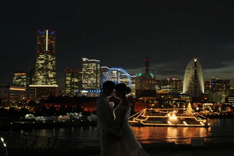 大桟橋で夜景フォトを