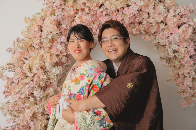 ピンクのお花のアーチ