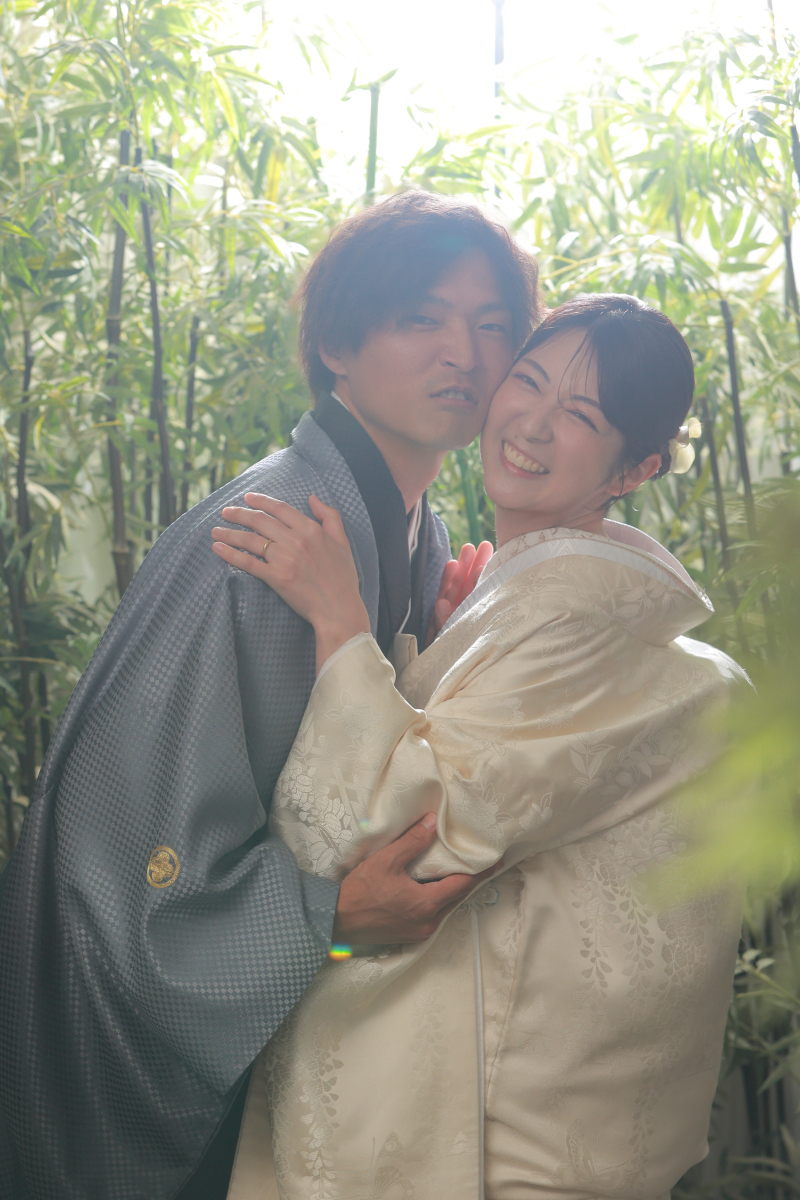 竹林で