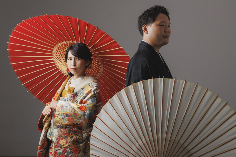 クールに和傘を使って