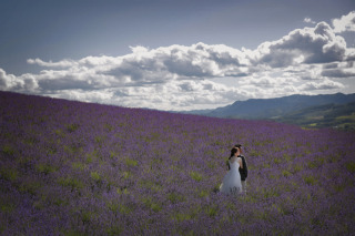 広大なお花畑でウェディングフォト