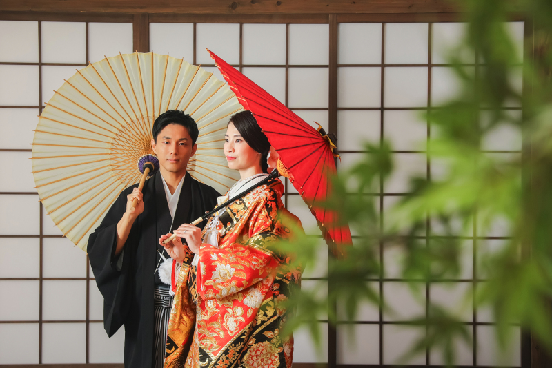 和傘でしっとり