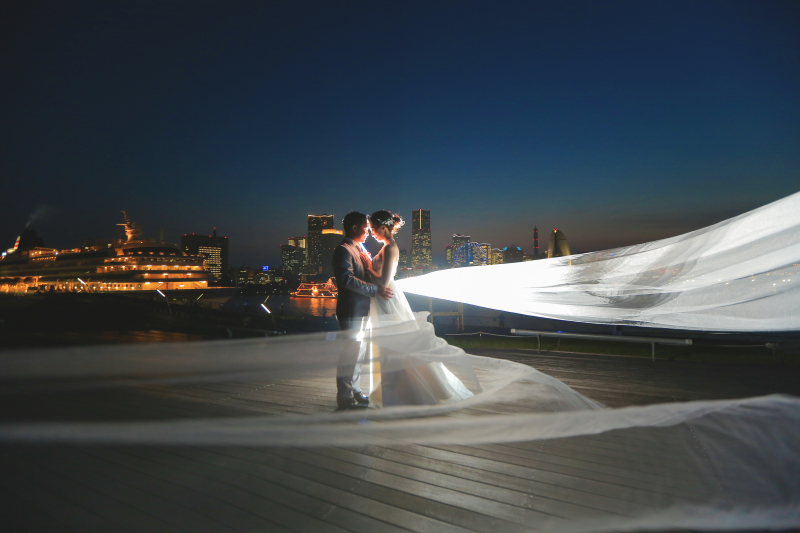 夜景でもロングベール！