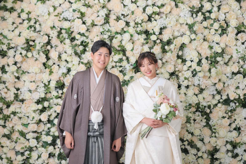 バラ一面の背景で♡